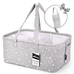 Amazon Hot Bán Tùy Chỉnh Vải Bé Tã Caddy Organizer Bag Với 3 Ngăn Nursery Car Organizer Tote Bag