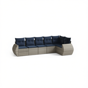 Conjunto de Sofá de Jardín de Ratán Sintético Gris con Cojines, 9 Plazas, Muebles de Exterior de Diseño Contemporáneo - Product Image 1