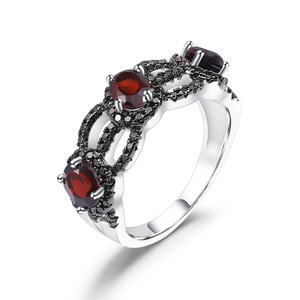 In Stock Vintage 925 Silver Inlaid <b>Crystal</b> Rhinestone Gemstone Wedding <b>Ring</b> High Elegance Women's Factory Direct Sale - Product Image 1