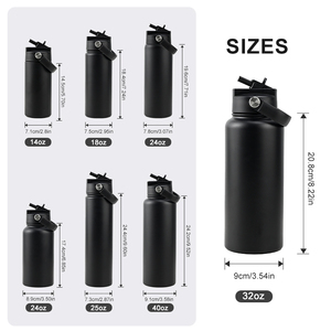 Bouteille d'eau sport isotherme en acier inoxydable à double paroi avec logo personnalisé, paille intégrée, 32 oz - Product Image 4