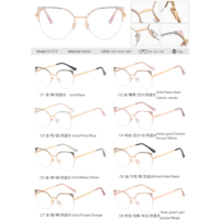 MS 91273 Prix d'usine Lunettes demi-cerclées pour femmes en métal anti-lumière bleue, monture œil-de-chat, pour myopie et optique