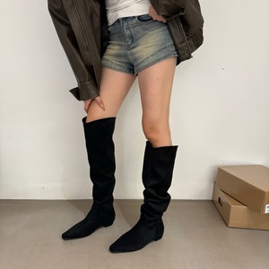 Stivali Alti da Donna in Camoscio, Scarpe <span class=keywords><strong>con</strong></span> Tacco alla Moda, Nuovi Stivali al Ginocchio da Donna 2025, Stivali Casual Goth Chelsea per Donna - Product Image 2