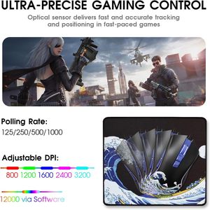 <span class=keywords><strong>Mouse</strong></span> da Gaming Ergonomico Cablato XVX, 12000 DPI, Retroilluminazione RGB, 12 Modalità, 7 Pulsanti Macro, Interfaccia USB, Compatibile con PC/Laptop/Windows - Product Image 3