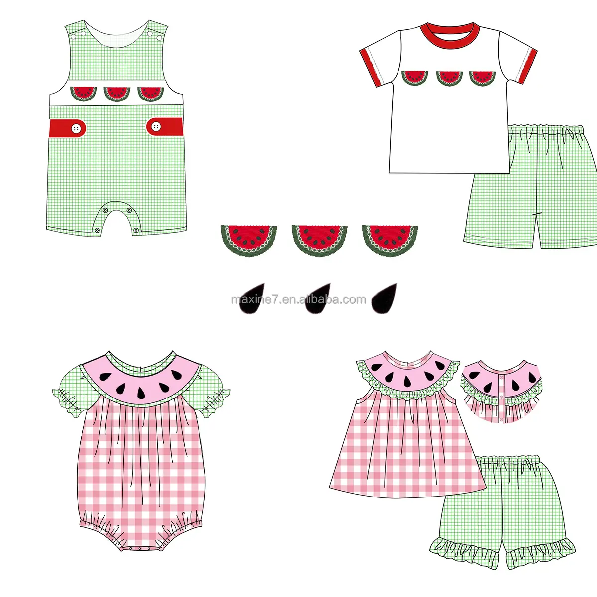 Hoge Kwaliteit Kinderkleding Watermeloen Borduurwerk Tweedelige Jongen Outfits Boetiek Zomer Jongen Sets