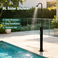 Douche solaire extérieure 9L, douche sur pied pour piscine, noire, 118 cm