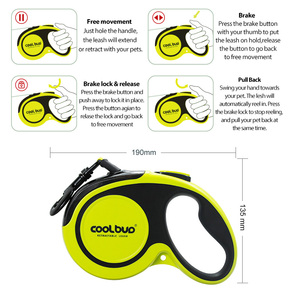 Correa de perro retráctil ajustable con cinta reflectante resistente Coolbud - Product Image 4