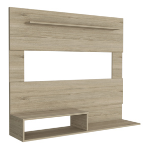 Floating Entertainment Center Light Pine One Shelf Two Shelves For Tv Up To 55 Inch Wall <b>Mount</b> - Product Image 3