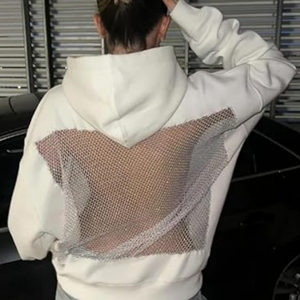 Sudadera con Capucha Y2K Personalizada de Malla Transparente, de Alta Calidad, Sexy, sin Espalda, Holgada - Product Image 3