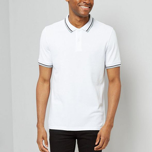 Vestir de Bangladesh <span class=keywords><strong>a</strong></span> <span class=keywords><strong>granel</strong></span>, nuevo modelo, camisetas para hombres, polo básico de bambú con borde de contraste blanco - Product Image 2