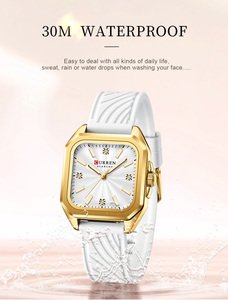 Reloj de enfermera para mujer CURREN, caja de acero inoxidable de cuarzo, banda de silicona resistente al agua, pantalla de 24 horas, esfera fácil de leer para enfermeras - Product Image 5