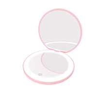 Bon prix Grossissement de voyage Grossissement double face Miroir compact Petit miroir à main avec lumière LED