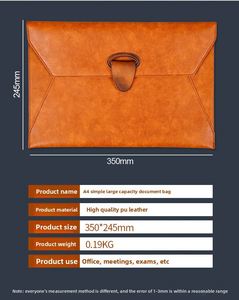 Promoción: Portadocumentos de Cuero A4 Personalizado con Logotipo, Cierre Metálico, Impermeable, Organizador de Oficina y Escuela - Product Image 3