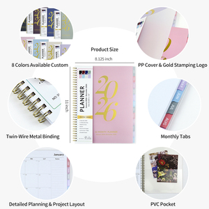 2026 Planner Monthly Weekly 12 Month Spiral Bound <b>Organizer</b> <b>Paper</b> Cover Gold Foil Design - Product Image 2