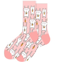 200N Katoenen Schattige Cartoon Dieren Fruit Bloem Jacquard Kousen Flamingo Panda Avocado Bij Konijn Fruit Casual Katoenen Sokken