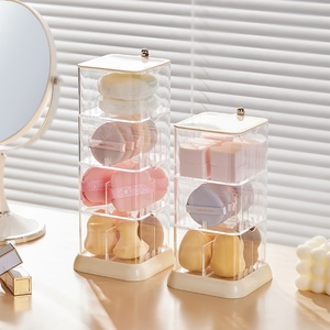 Creative Transparent Rotating <b>Makeup</b> Storage <b>Box</b> Dustproof Multi-layer Beauty Jewelry Storage Rack Storage <b>Box</b> with Lid - Product Image 1