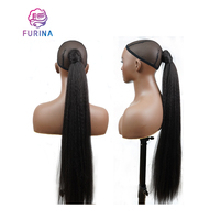 Populaire 140g 34 pouces Possédant Natural Grace Long Style Wrap Around Yaki Fiber Synthétique Ponytails pour les femmes