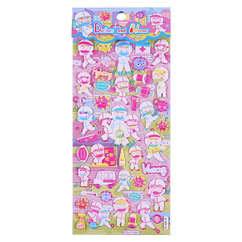 SHANLE Wholesale Fun Nurse Puffy Sticker for Girl Phone Deco Stationery EVA Sticker Custom Cartoon Character 3D Sticker for Kids