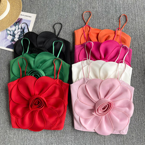 Fleur petite porte-jarretelles dames 2025 été mode gilet doux chaud fille Sexy vêtements d'extérieur haut court pour femmes débardeurs - Product Image 1