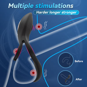 Siliconen dubbele ringvibrator penisring voor vertraagde ejaculatie, seksproduct voor koppels - Product Image 3