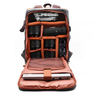 Custom Wholesale Professional Waterproof Big Capacity Canvas Dslr Video Camera Bag Backpack For Travel Photography
