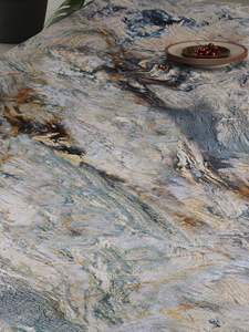 Panneau de surface moulé en profondeur aspect marbre, pierre frittée de luxe moderne, pour <span class=keywords><strong>mur</strong></span> extérieur de villa, 2700x1200x9mm, carreaux de sol souples - Product Image 2