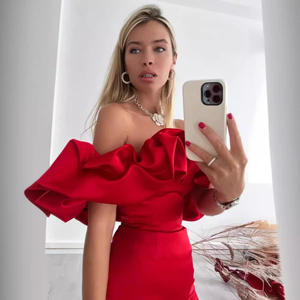 Robe d'été pour femme à volants, épaules dénudées, élégante et haut de gamme, pour occasions formelles - Product Image 3