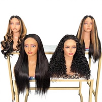 Rambut Virgin Berkualitas Tinggi Ghair 100% Rambut Asli Manusia 2*6 5*5 9*6 HD Lace Wig Tanpa Lem dengan Resleting yang Dapat Diganti