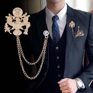 Tuta da uomo di moda corpetto con spilla a spilla con strass in cristallo con corpetto a catena Wild Suit spilla da bavero - Product Image 4