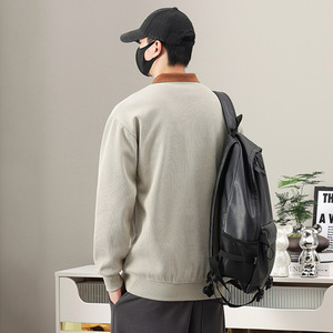 Felpa da Uomo Streetwear in Velluto a Coste Tinta Unita con Colletto, Effetto Stratificato, Primavera Autunno, Taglie Forti, Vestibilità Ampia, Casual, Traspirante, Manica Lunga - Product Image 4