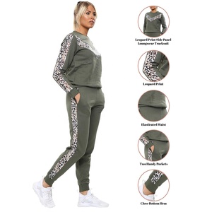 PIHA SPORTS Conjunto de chándal de poliéster/algodón con estampado personalizado para mujer, sudadera con capucha de manga larga a rayas y pantalones, trajes deportivos 2 en 1, 2 piezas - Product Image 4
