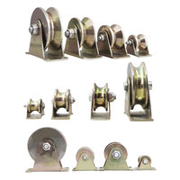 Roulettes rigides en acier robuste avec support pour rail en V de 25 mm et roulettes à gorge en V pour axe de 32 mm pour portes coulissantes