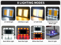 Nouvelle lampe de camping solaire transfrontalière, recharge USB, multifonctionnelle, support magnétique de fixation, lampe de travail COB