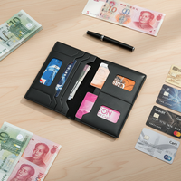 Porte-documents en cuir PU personnalisé avec bouton décoratif, couverture imperméable pour permis de conduire, carte de crédit