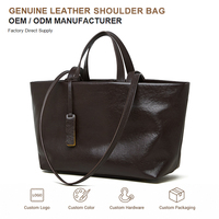 Grand sac fourre-tout en cuir véritable pour femme, sac à main à bandoulière avec poignées supérieures pour le travail et les voyages, fournisseur ODM