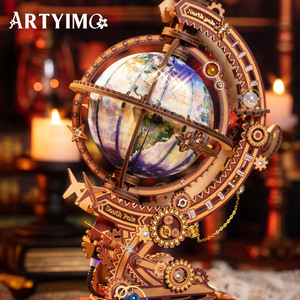 ARTYIMO <span class=keywords><strong>Globe</strong></span> Rotatif Mécanique <span class=keywords><strong>3D</strong></span>, <span class=keywords><strong>Puzzle</strong></span> Métallique Lumineux, Modèle <span class=keywords><strong>Terrestre</strong></span>, Kit d'Assemblage DIY, Sphère Illuminée à Engrenages, Vente en Gros - Product Image 3