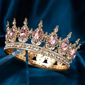 Accessorio per Capelli <span class=keywords><strong>da</strong></span> Donna, Decorazione per Torte di Compleanno, Bouquet Floreale, Grande Corona Rotonda, Tiara <span class=keywords><strong>da</strong></span> <span class=keywords><strong>Regina</strong></span>, Corona Floreale in Cristallo per Adulti - Product Image 2