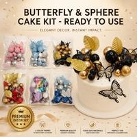 Kit de 28 décorations 3D multicolores en forme de papillon et de feuille pour gâteaux, ensemble de décoration métallique pour anniversaires et mariages