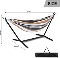 Hamac suspendu réglable pour l'extérieur en polyester et coton tissé double avec support en acier