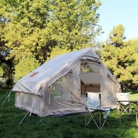 Tente gonflable de 6,3 mètres carrés pour le camping en plein air toute saison ; Fabriquée en tissu de coton ; résistante au vent, au soleil et à la pluie