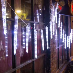 आउटडोर 20 आइसिकल 90 एलईडी आइसिकल लाइट्स वाटरप्रूफ क्रिस्टल आइस स्ट्रिंग लाइट्स कनेक्ट करने योग्य व्हाइट क्रिसमस आइसिकल लाइट्स - Product Image 6