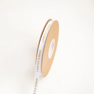 Factory Wholesale Logo <strong>Ribbon</strong> <strong>Custom</strong> Gold Foil <strong>Printing</strong> <strong>Grosgrain</strong> Gift <strong>Ribbon</strong> for Wrapp