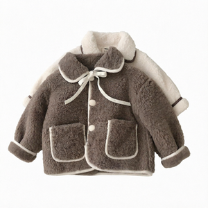 Cappotto Invernale per Bambine, Stampa Casual in Finta <span class=keywords><strong>Pelliccia</strong></span>, Carino e Alla Moda, Imbottito in Cotone - Product Image 1