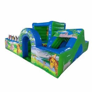 15x15x6.5ft - inflatable playground - (Green and L.Green Jungle) bouncy castle play area for kids