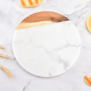 Tabla de cortar de mármol de madera de forma redonda personalizada para cocina para bandejas de panes de carne - Product Image 2