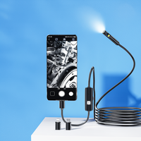 Caméra endoscopique 3 en 1, type C USB, 8 mm, 1440P, double objectif, étanche IP68, 8 LED, semi-rigide, câble de 2 m