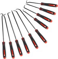 Lot de 10 outils de démontage pour mécanicien, jeu de crochets et de pics avec poignée antidérapante, longs et mini, pour joints toriques, joints d'étanchéité et garnitures automobiles