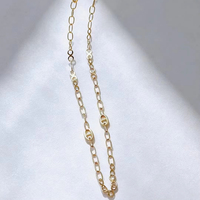 Cadena de Oro Sólido 18K AU750 con Textura de Eslabones Mariner en Forma de 8, Longitud Personalizada, Cadena de Eslabones de Ancla de Oro Auténtico para Mujer