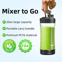 Mixeur portable haute vitesse avec 6 lames, tasse à jus, mini mixeur portable pour smoothies, mixeur manuel à emporter pour des smoothies frais