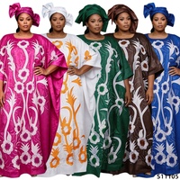 H&D 2026 Nouvelle Collection Robe Africaine Broderie Bazin Riche Longue Robe Décontractée Boubou pour Femmes