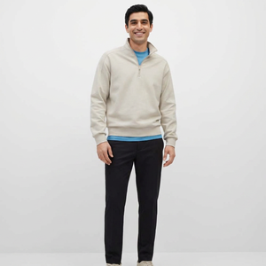 2026 Basics alta calidad hombres cuarto cremallera cuello Mock sudadera deporte cremallera media cremallera pulóver Sudadera con capucha hombres - Product Image 1